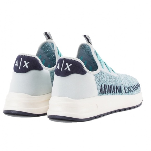 Armani Exchange Sneakers XUX058 Logo Sock Style Fabric Stretch Slip On Style - Picture 2 of 14